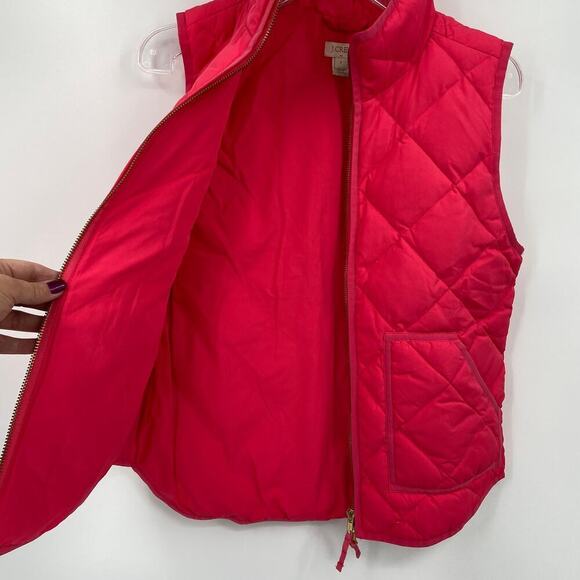J Crew Down Puffer Vest Women's Size S Coral Pink Quilted Full Zip Insulated - Picture 7 of 11